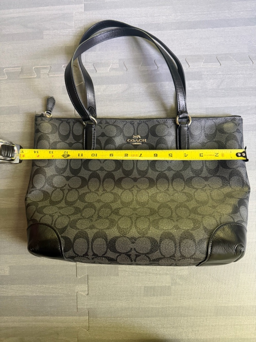 Coach Signature Tote in Charcoal and Black - Picture 12 of 13